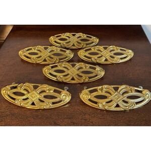 6 - 5.5" Vintage KEELER Brass Ornate Decor Handle Pulls  USA